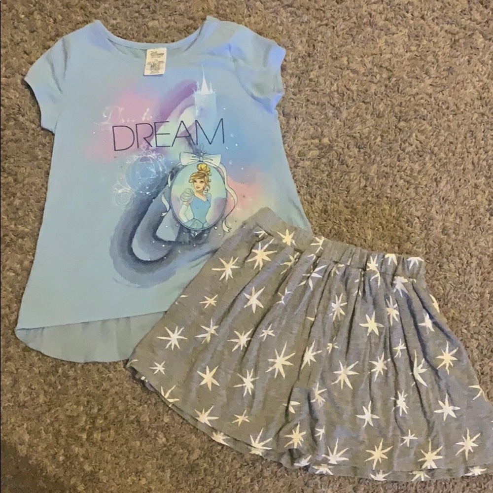 Disneystore Cinderella Shirt and Skirt Set Sz 7/8